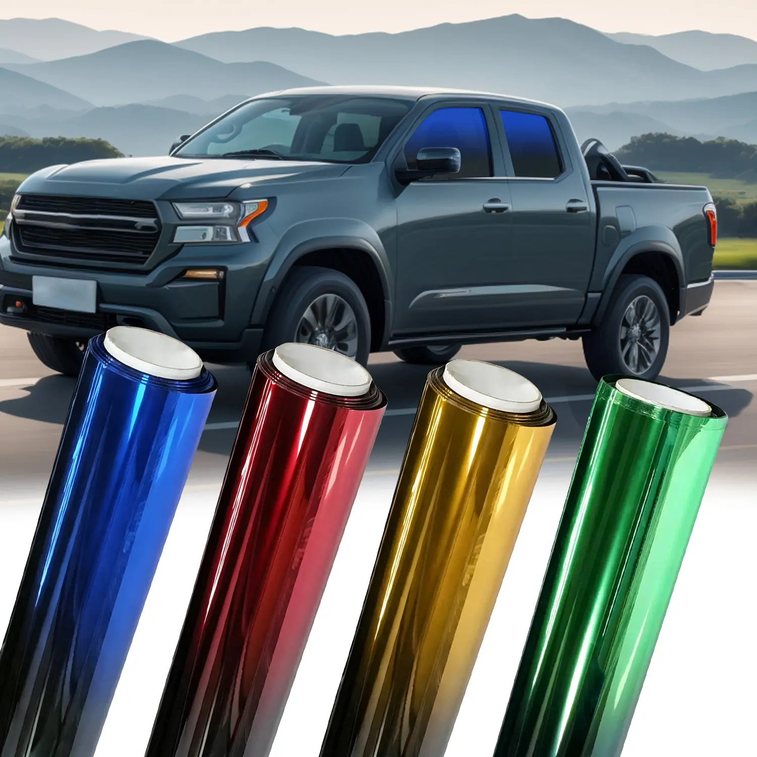 Dual-Color Gradient Car Window Tint Roll (0.5x3M), Privacy Sun Blocking Window Film with Installation Tool, Universal for Auto Windows, Vans, RVs Car Accessories