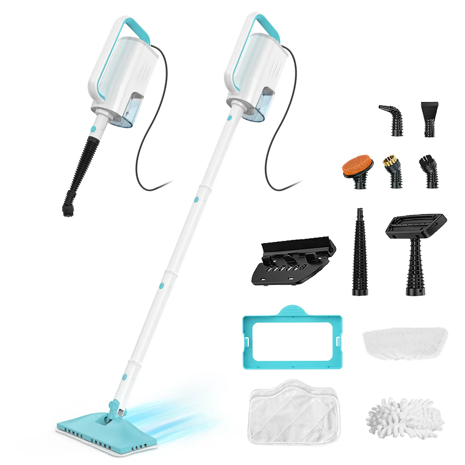 All-in-1 Electric Steam Mop with Detachable Handheld Cleaner for Floors, Walls, Carpets, Plus Multi-Function Cleaning Supplies & Accessories Set