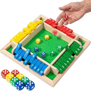 Classic Wooden Shut The Box Dice Game, 2-4 Player Fast-Play Math Skills Wood Tabletop Toy for Ages 6+, Fun Family Night & Travel Activity