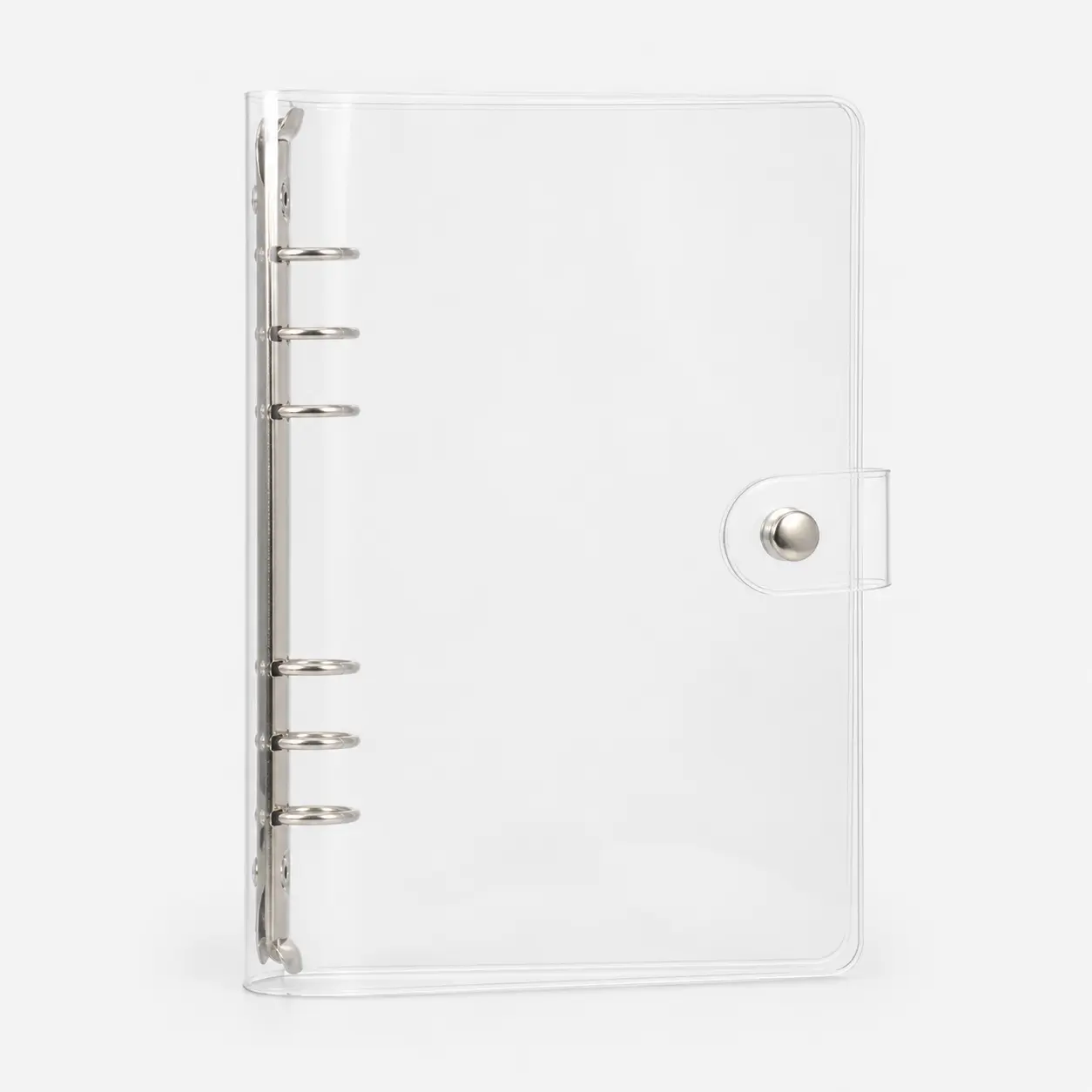 A5 Clear PVC 6-Ring Binder Cover - Transparent Loose Leaf Accessory for Planner Notes, Photo Sleeves