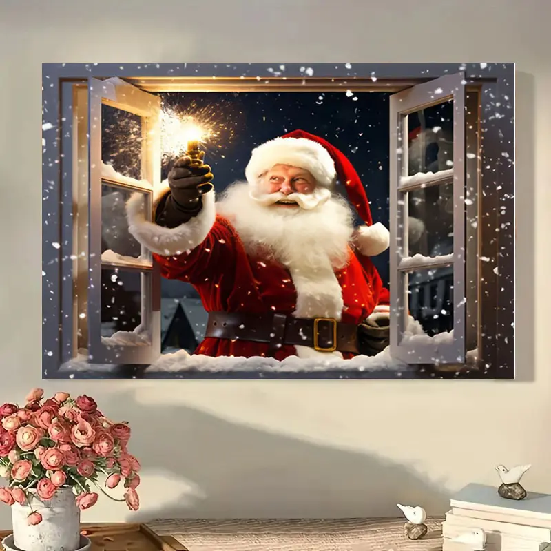 Christmas Framed Canvas Wall Art, halloween house decor wall art canvas paint photo ornament stylish home accessory Aesthetic Wall Hanging Santa Claus Printed Poster,New Year,Halloween Easter, Mother's Day Gift, Home Living Room, Bedroom, Wall Decoration,