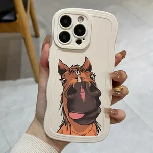 Horse Pattern Phone Case, Cute Cartoon Design Phone Protective Cover, Shockproof Phone Protective Case Compatible with iPhone 11 12 13 14 15 16 Series, Accessories, Protection, Casing, Smartphone, Cellphone, Protector