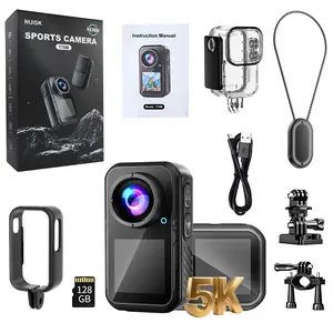4K 60FPS 30MP WiFi Action Camera 4K with Dual Touch Screens, 128G Thumb POV Portable Body Cam Wearable Video Recorder with EIS Ultra HD 100FT Waterproof Underwater Camera Remote Control 5X Zoom Support, Ideal Gift for Girls, Boys Magnetic Compact Stick