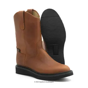 MEN'S 10" SOFT TOE PULL ON HONEY GRASSO NON SLIP SOLE LEATHER WORK BOOT - 701 Footwear Closed