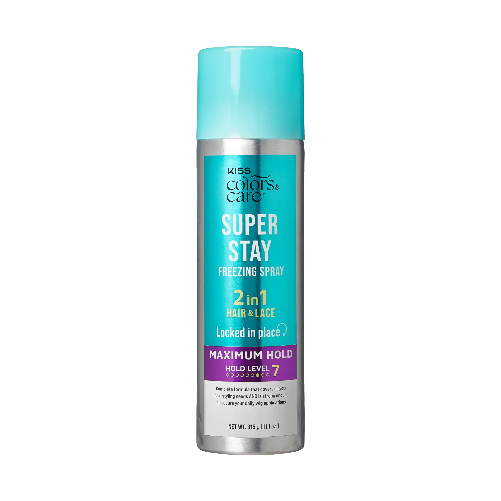 Kiss Colors & Care Super Stay Freezing Spray | Maximum Hold, For Natural Hair & Wigs, 24 Hr Hold, 11.1 oz, Hair Care