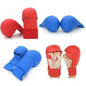Karate Gloves,1 Pair Professional PU Leather Karate Gloves, Breathable Four-finger Advanced Multi-layer Composite Lining, Enhanced Cushioning and Breathability, Suitable for Mma, Boxing and Fitness Training, with Velcro Closure