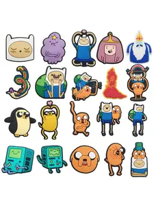 20 Piece Adventure Time PVC Cartoon Characters DIY Shoe Charms, Decorative Shoes Classic Sandals, Jake the Dog, Kids Morty Birthday Christmas Gift, Shoe Accessories