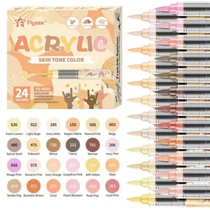Skin Tones Art Markers, Drawing Markers, 24 Color Soft Brush Tip Acrylic Paint Pens, Quick Drying Waterproof for Illustration, Sketching, Wood, Glass, Fabric, Rocks