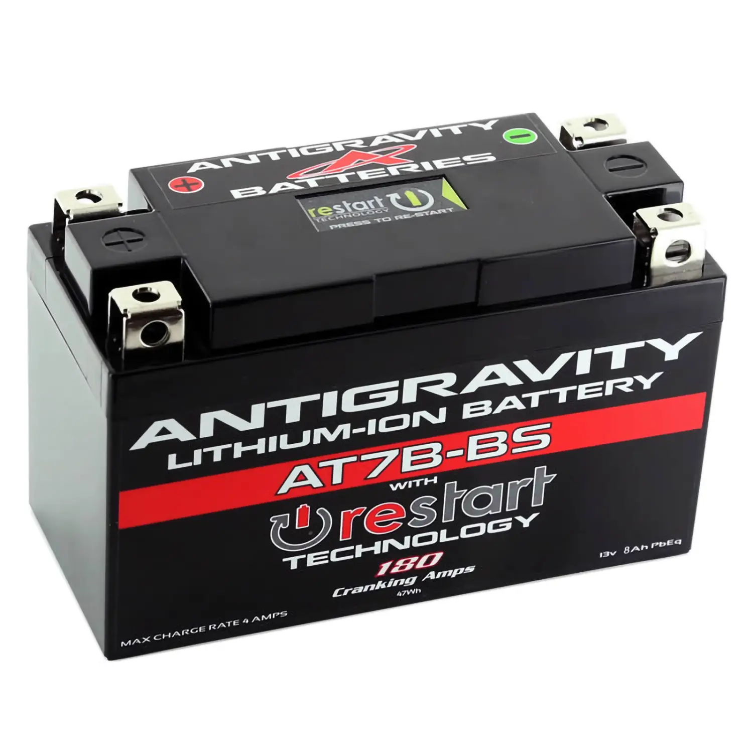 Antigravity AT7B-BS-RS Lithium Motorcycle Battery 180CA 12V LiFePO4 with RE-START Technology Lightweight Performance Battery