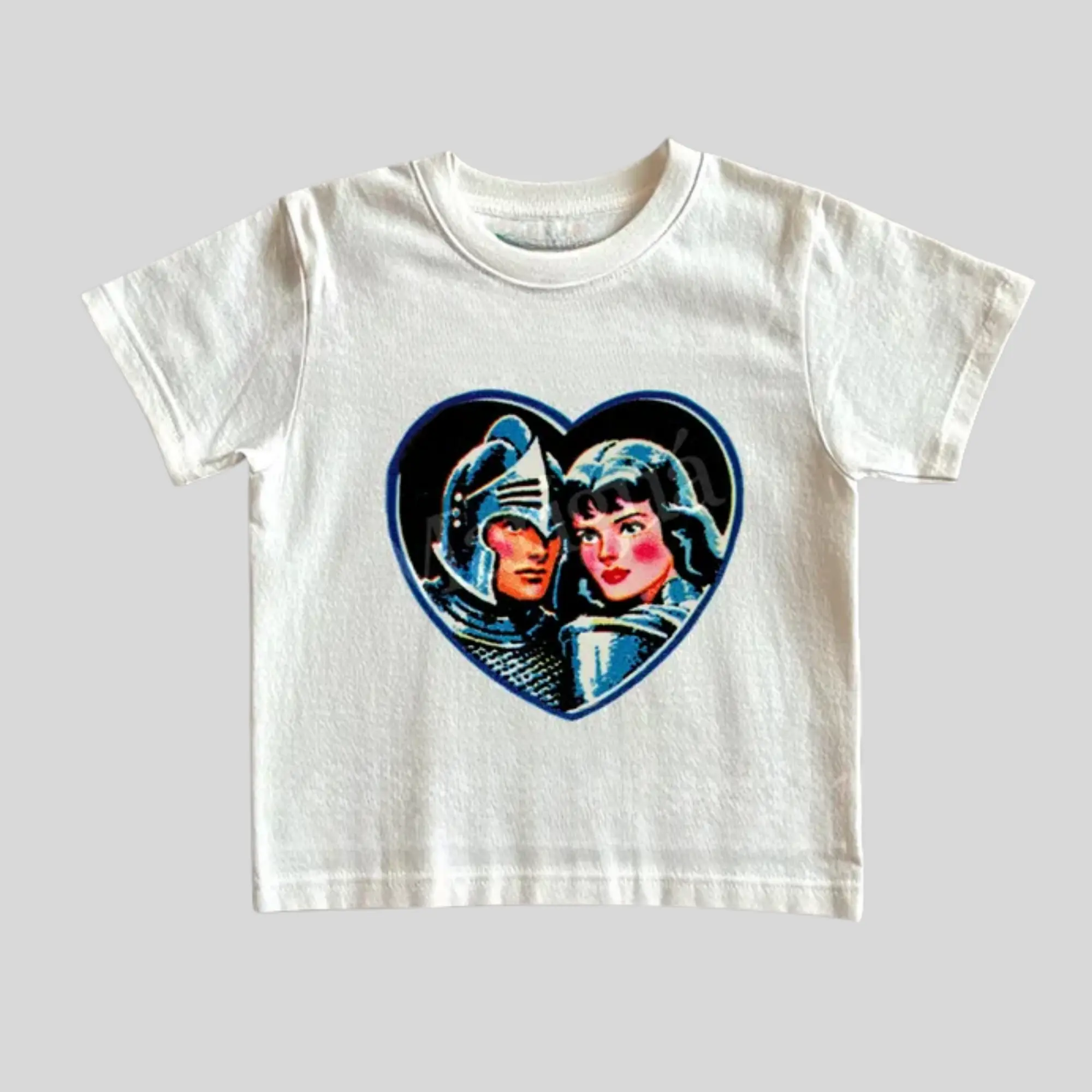Retro Knights Graphic Baby Tee, Vintage Medieval Fantasy Tshirt, 2000s Y2k Style Tee