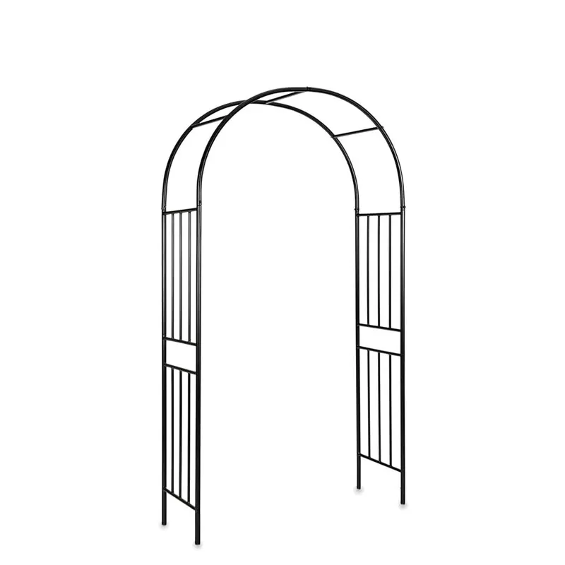 Heavy Duty Metal Garden Arch Trellis – Weather-Resistant Black Steel Arbor for Climbing Plants, Weddings, Parties, Patio, Lawn & Outdoor Decor – Easy Assembly