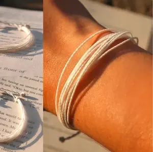 White Adjustable Wax String Bracelet