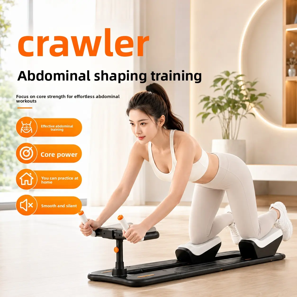 Crawling Abdominal Core Trainer - Abdominal Roller Machine, Battery-Free Device, Easy to Use, Low-Impact Full-Body Workout, Strengthen Back, Correct Hunchback, Gentle on Joints, Angular Glutes Enhancement