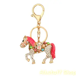 Fashionable Key Ring, Keychain with a Cute Pony-shaped Charm, Zinc Alloy Material Inlaid with Rhinestones, Car Key Fob - DIY Bag Pendant, Alloy Key Ring, a Gift for Family and Friends, Accompanying You Home Safely