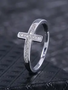 1 PC Fashion Cubic Zirconia Cross Statement Ring For Women For Valentine's Day Gift Wedding Engagement Anniversary Party Jewelry