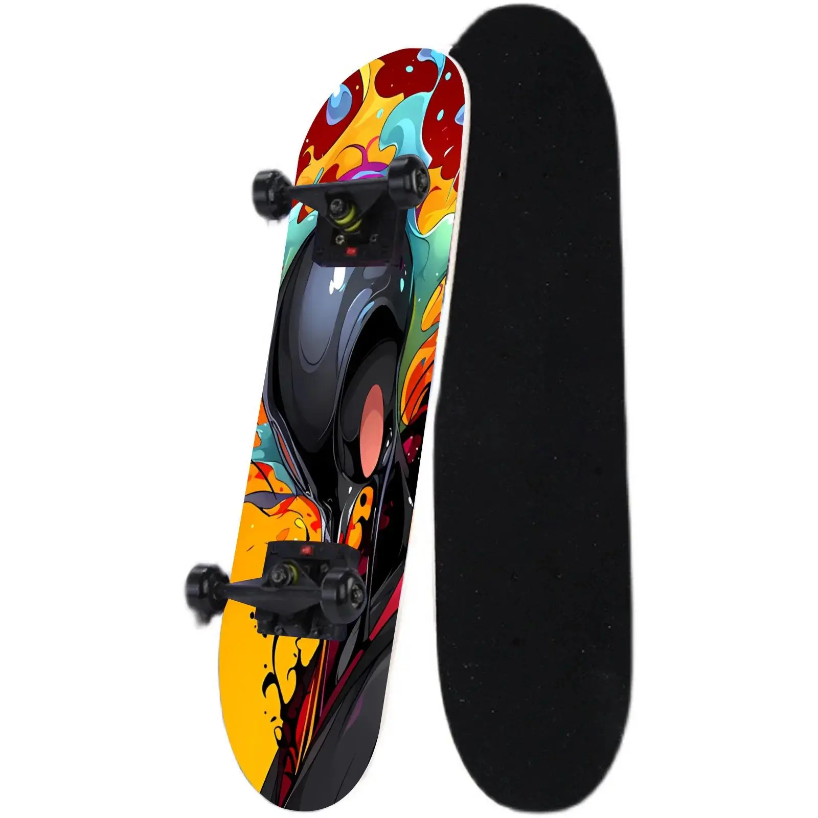 1 piece skateboard trend decorative sticker, creative personality cool self-adhesive four-wheel skateboard sticker easy to stick Artwork