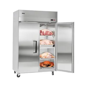 VEVOR Commercial Freezer, 31.89 in Width Reach In Upright-Freezer Double Door, 32.1 Cu. ft Auto-Defrost Stainless Steel Freezer with 8 Adjustable Shelves, -11 to 14 Temp Control, LED Light, 4 Wheels