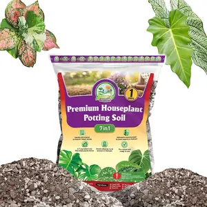 Recycle Pre-Mixed House  Potting Mix 7in1 with Potting Soil Indoor , Tropical Indoor Potting Soil with Pine Bark, Pumice, Coco Coir, Perlite, Worm Castings, Gypsum, Peat Moss 1QRT