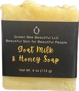 Organic Goat Milk and Honey Soap with Coconut, Shea, Cocoa & Soap Saver - Single Item, 12-Month Shelf Life, Gentle Cleanser for Sensitive Skin, Soothing Hydrating Nourishing Body Care