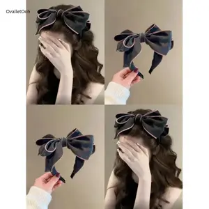 Solid Color Fabric Headband with Oversized Multi-Layer Bow, Wide Slimming Hairband, Stylish Versatile Hair Accessories for Women & Girls, Perfect for Daily & Party Wear