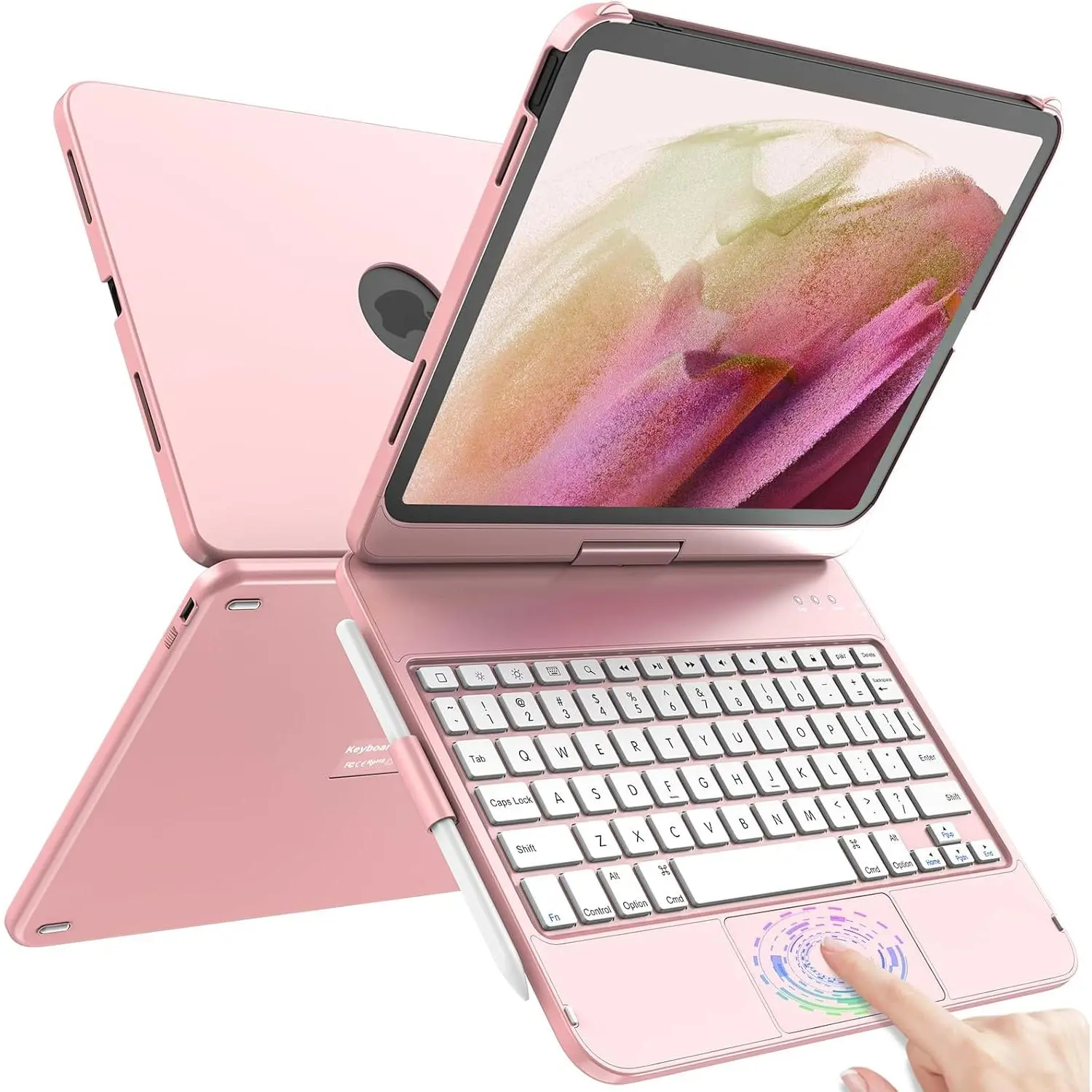 Touchpad Keyboard Case for 10th Generation(10.9", 2022), iPad 10th Generation Case with Keyboard-360? Rotatable Protective Cover for  iPad 10th Gen 10.9 inch 2022 (Pink)