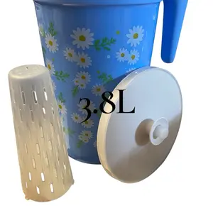 Pitcher 3.8L Drinkware with Lid - Blue Daisy Design Water Bottle for Daily Use Tumbler