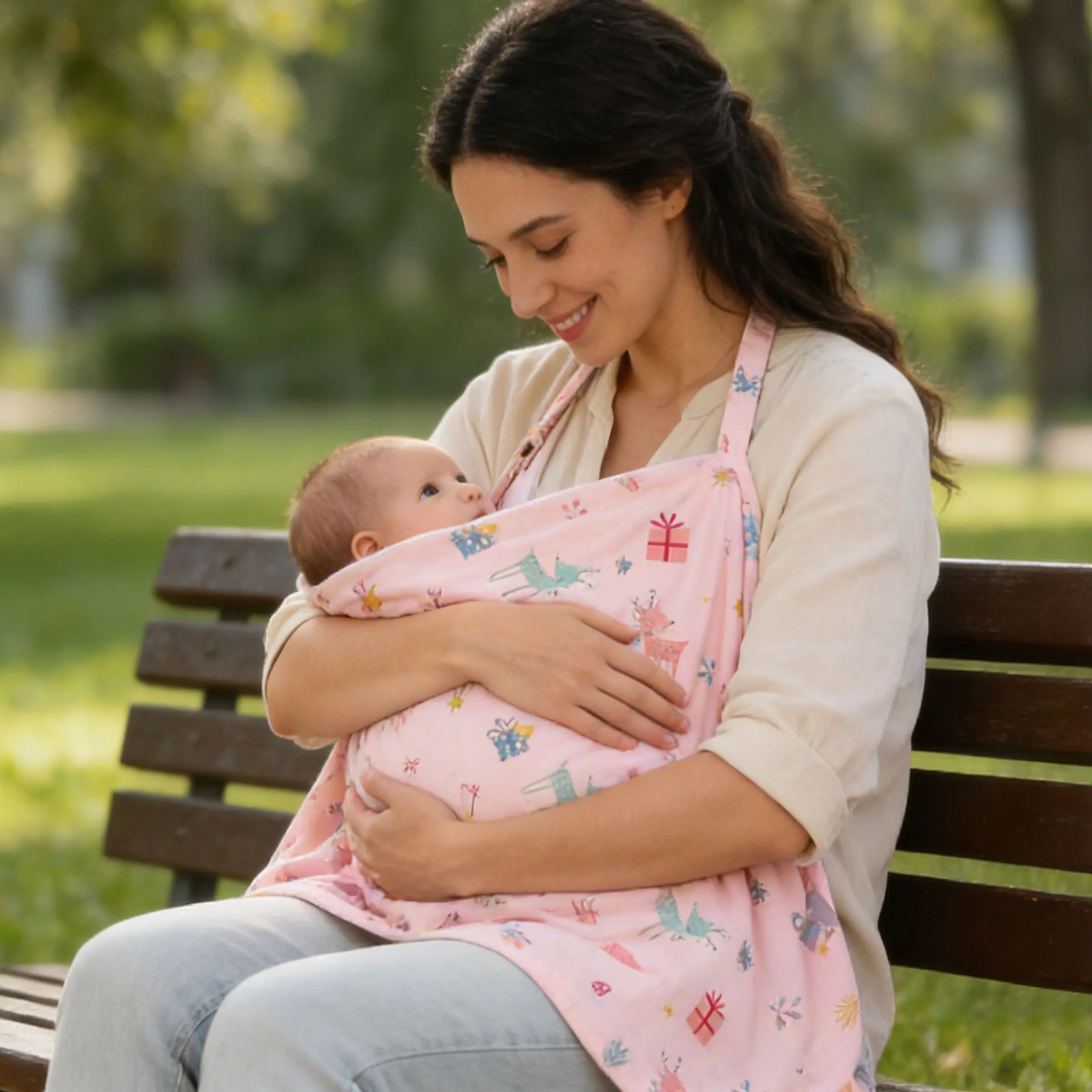 Breastfeeding Nursing Cover Cloth, Mom Newborn Infant Multi-Purpose Sunshade Shawl, Outdoor Feeding Privacy Wrap, All-Season Universal Baby Car Seat Cover