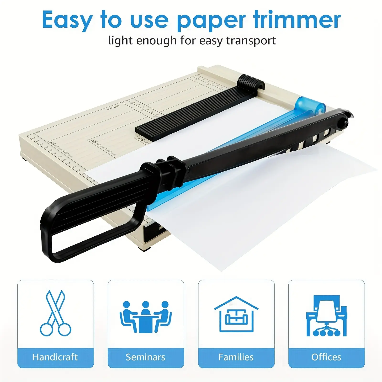 Paper Cutter, 12 Inch Guillotine Paper Cutter with Safety Guard, Lightweight Guillotine and Trimmer with 12 Sheet Capacity, Paper Cutter Slider Labels Photo Cardstock for Home or Small Business