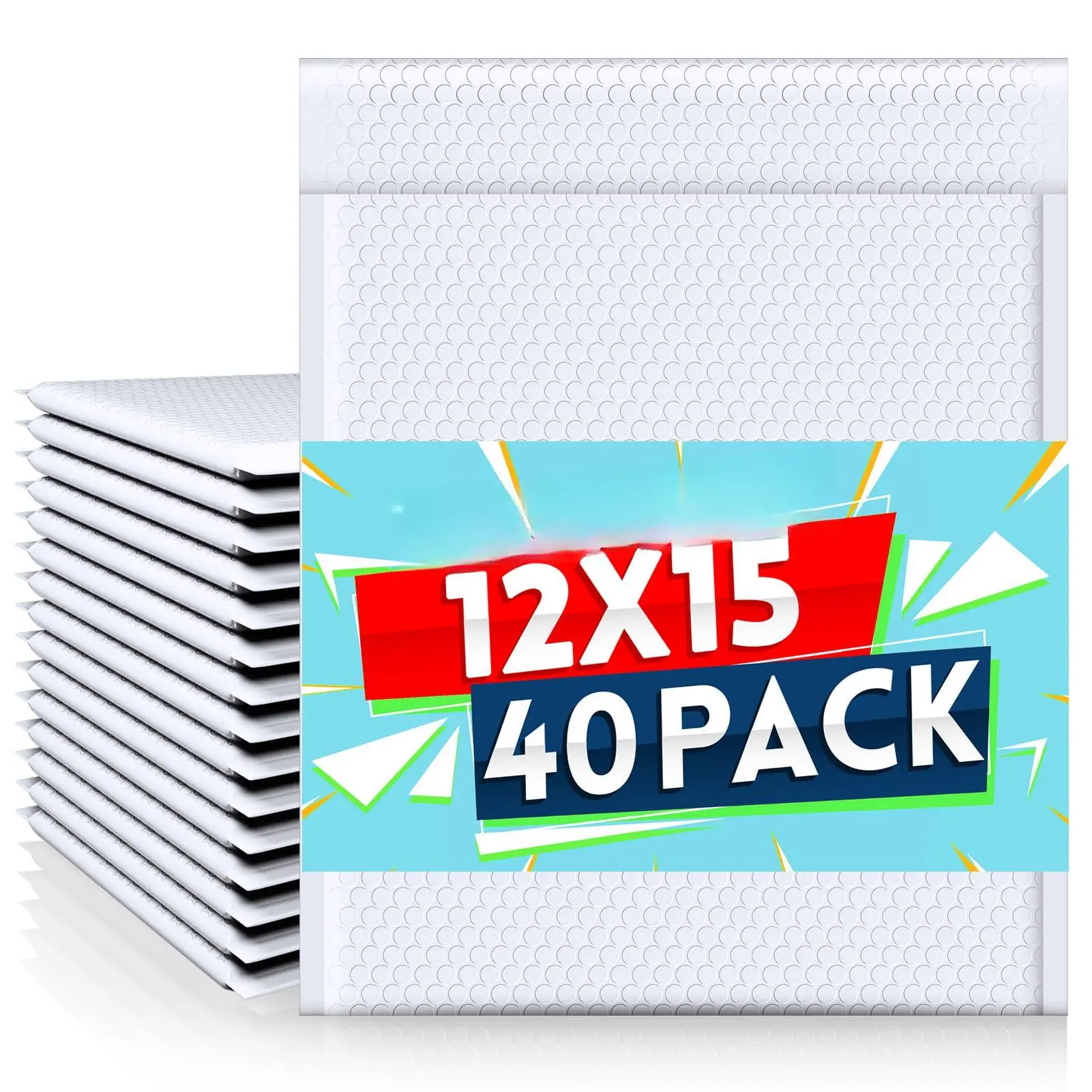 Large Bubble Mailers 12x15 Inch 40 Pack Waterproof Padded Envelopes White Opaque Cushioning Mailer For Shipping Clothes  Books Makeup Supplies