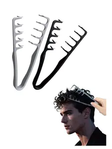 2 Packs Texture Comb, Wide & Fine-Tooth Volumizing Hair Styling Tool, Anti-Frizz Fluffy Hairbrush for Men & Women, All Hair Types, Hair Care Tool