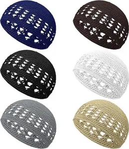 6 PCS knitted hat crochet brimless hat skull hat solid color knitted hat elastic knitted crochet hat suitable for men, women and teenagers