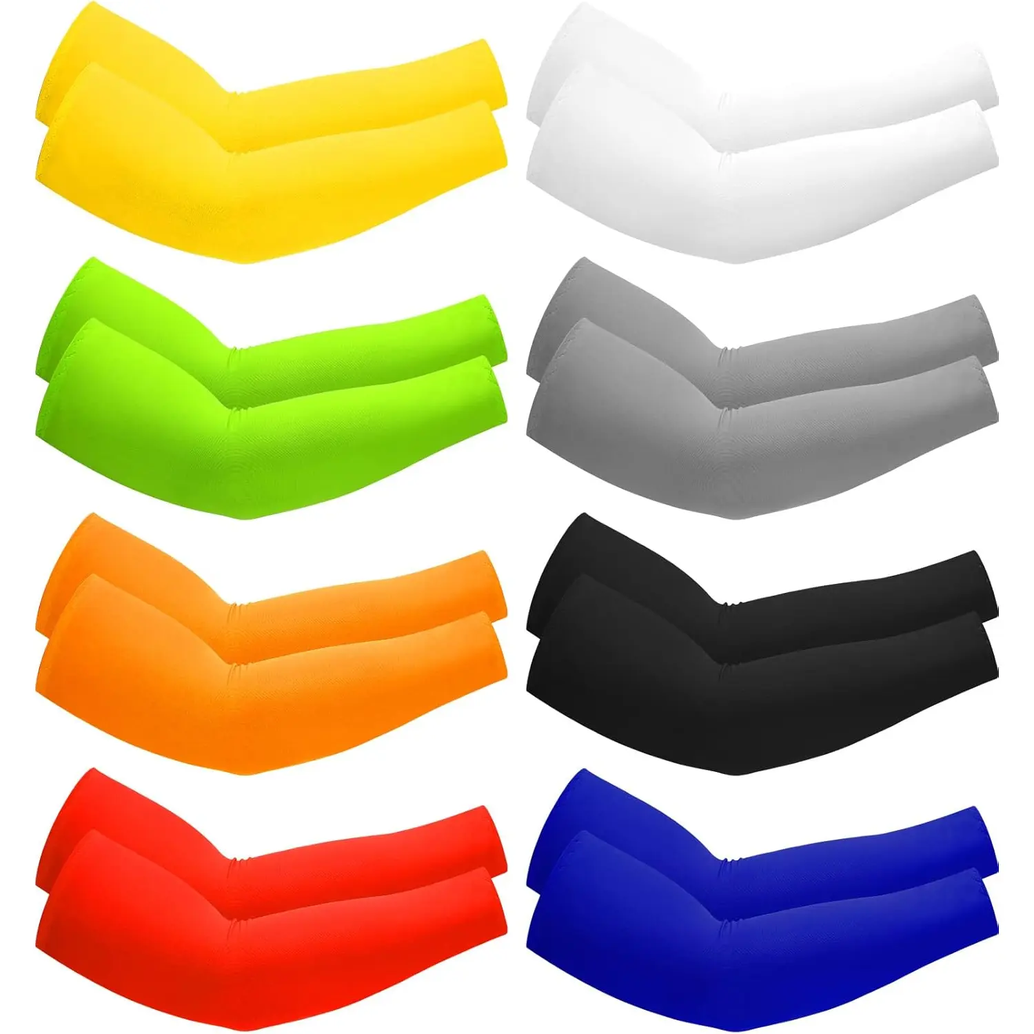 Unisex 8-Pair UV Sun Protection Arm Sleeves, Cooling Compression Breathable Arm Covers for Outdoors, Sporty Sports Sleeves & Support, Moisture-Wicking, Snug Fit