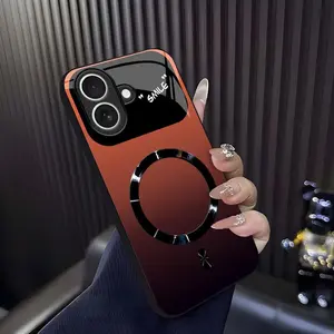 Luxury Sunset Gradient MagSafe-Compatible Glossy Protective Smartphone Casing, [iPhone 17] Cellphone Accessory with "SMILE" Design for Handheld Device 952
