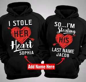 I Stole Her Heart So I’m Stealing His Last Name  Couple Matching Hoodies Pullover for Women for Men Unisex, Perfect Gift Anniversary Clothes