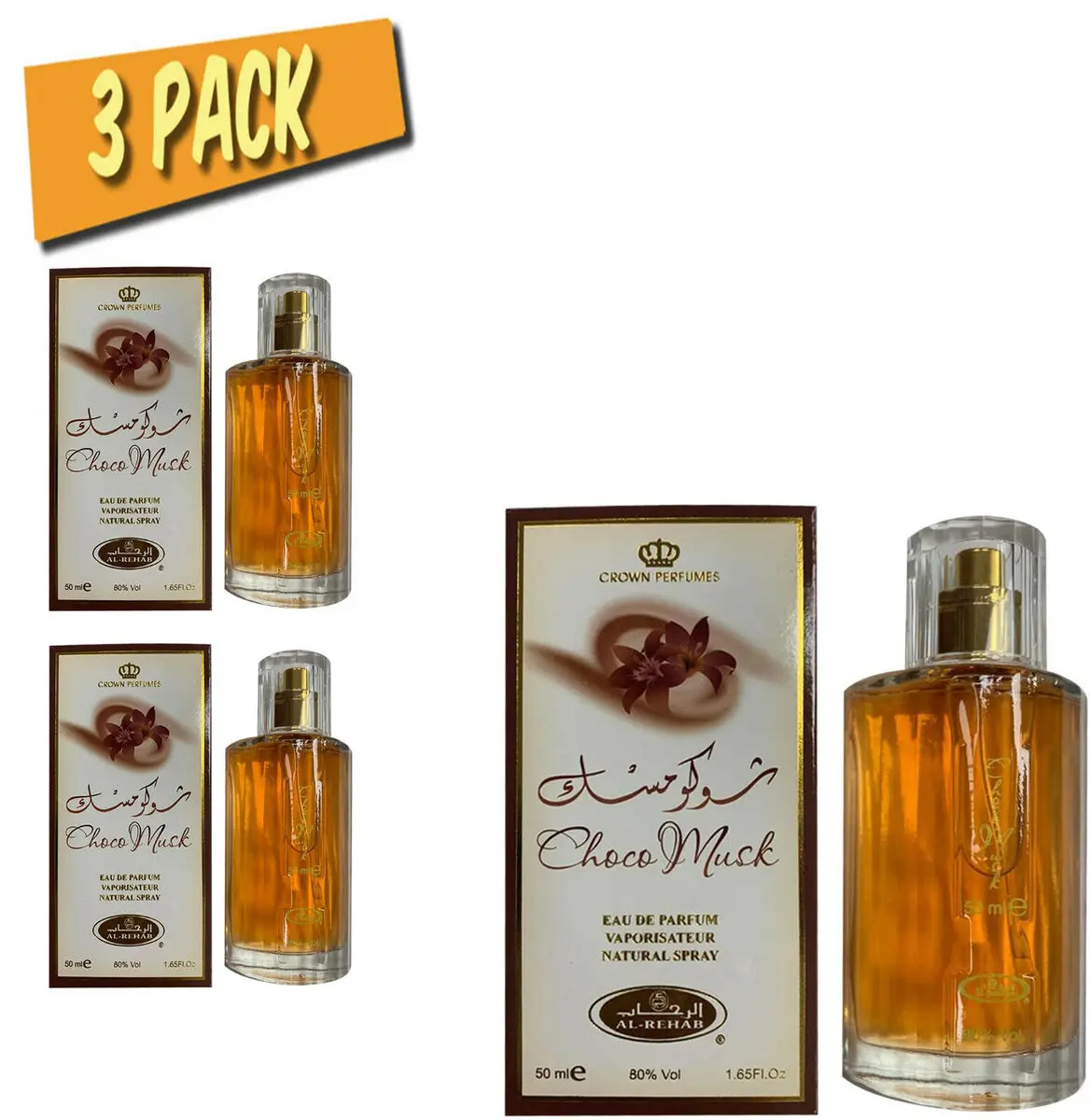 Al-Rehab Choco Musk Eau De Perfume Natural Spray - 50 ml (1.65 fl. oz) - 3 Pack Aroma Unisex Blend Scented Al-Rehab Choco Musk Eau De Perfume Natural Spray - 50 ml (1.65 fl. oz) - 3 Pack Aroma Unisex Blend Scented