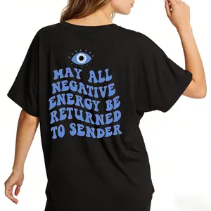 Evil Eye Energy Shield T-Shirt, TikTok Shop Black Friday Holiday Gift for Men and Women, Matching Couple’s Set, Washed Short-Sleeve Loose Soft 100% Cotton Streetwear, Unisex Casual Clothing