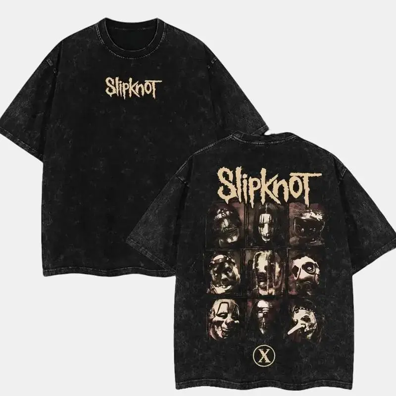 Slipknot Vintage Band Tee – Heavyweight Distressed Graphic Shirt, Rock Aesthetic, Y2K Grunge Metalcore, Edgy Alternative shirts men vintage slipknot Cotton Fabric