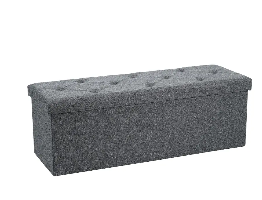 30 Inches Folding Storage Ottoman Bench, Storage Chest, Foot Rest Stool, Bedroom Bench with Storage, Gray