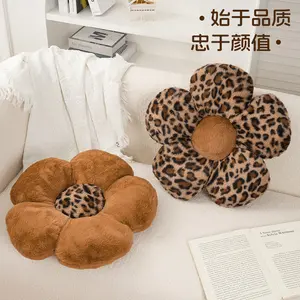 Creative leopard flower sofa pillow soft plaid office seat cushion soft decoration