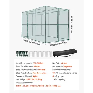 VEVOR Crop Cage, 9.5x 6.36x 6.36 ft Plant Protection Tent with Zippered Door, Wind-Resistant Tall Crop Cage, Easy to Install, Outdoor Raised Bed Cover, Tomato Plant Netting for Garden Patio Lawn