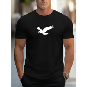 Unisex Slim-Fit Short-Sleeve Round Neck T-Shirt, Breathable Casual Printed Top with Classic Letter Pattern, Sports & Outdoor Summer Daily Wear, Shortsleeve, Tshirt