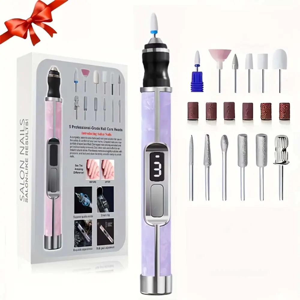 Electric Nail File Drill Kit, Nail Files And Buffers With Digital Display, Includes 18 Grinding Heads, Manicure Products And Equipment Suitable For Foot Care Polishing And Removal, Women'S Gift, Diy Pedicure, Pedicure Kit, Pedicure Rechargeable Kits