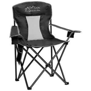 Oversized Portable Outdoor Chair 325 lbs Weight Capacity with Cup Holder Storage Pocket Carry Bag Black Mesh Design Durable Frame Camping Essentials Camp chair Perfect Outdoors Campchair, Black