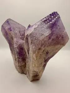 Large Bolivian Amethyst Crystal Cluster, 9-Inch Natural Specimen with Phantom Inclusions and Candelabra Quartz, Lilac Purple Collectible for Display