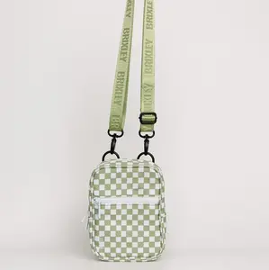 Green Checkered Crossbody Sling