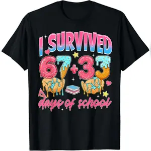 100th Day I Survived 67 + 33 Days Of School Boy Girl Teacher T-Shirt Comfy Everyday T-Shirt