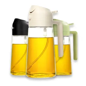 Light-Blocking Dark Green Glass Oil Sprayer 3 Pack | 2-in-1 16oz Olive Oil Dispenser for Kitchen, Air Fryer and BBQ Use