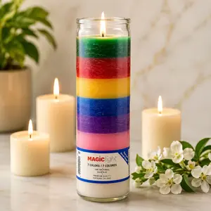 MagicLight Religious Candles 9.6 oz - Clear Powers Glass Jar, Unscented Wax