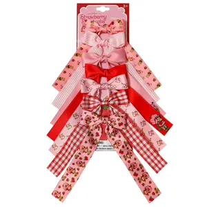 Strawberry Shortcake Printed Long Tail Hair Bow Set