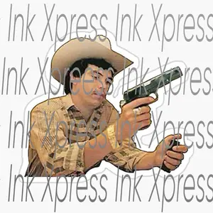 Chalino Sanchez Hardhat Sticker - Ink Xpress Design, Featuring Chalino Sanchez in a Cowboy Hat and Plaid Shirt, Ideal for Fans